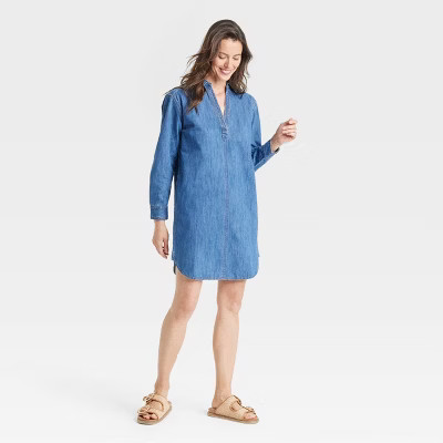 Women's Long Sleeve Popover Mini Shirtdress - Universal Thread™ | Target
