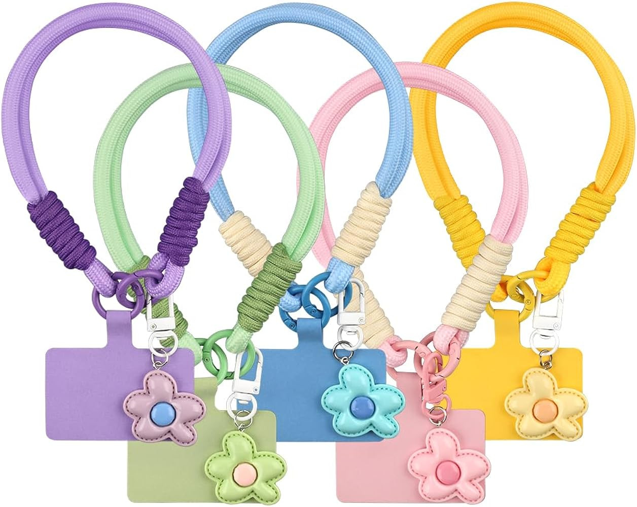 5 Pcs Pendant Flower Cute Keychain Wristlet Cell Phone Lanyard Colorful Resin Flowers Car Key Cha... | Amazon (US)