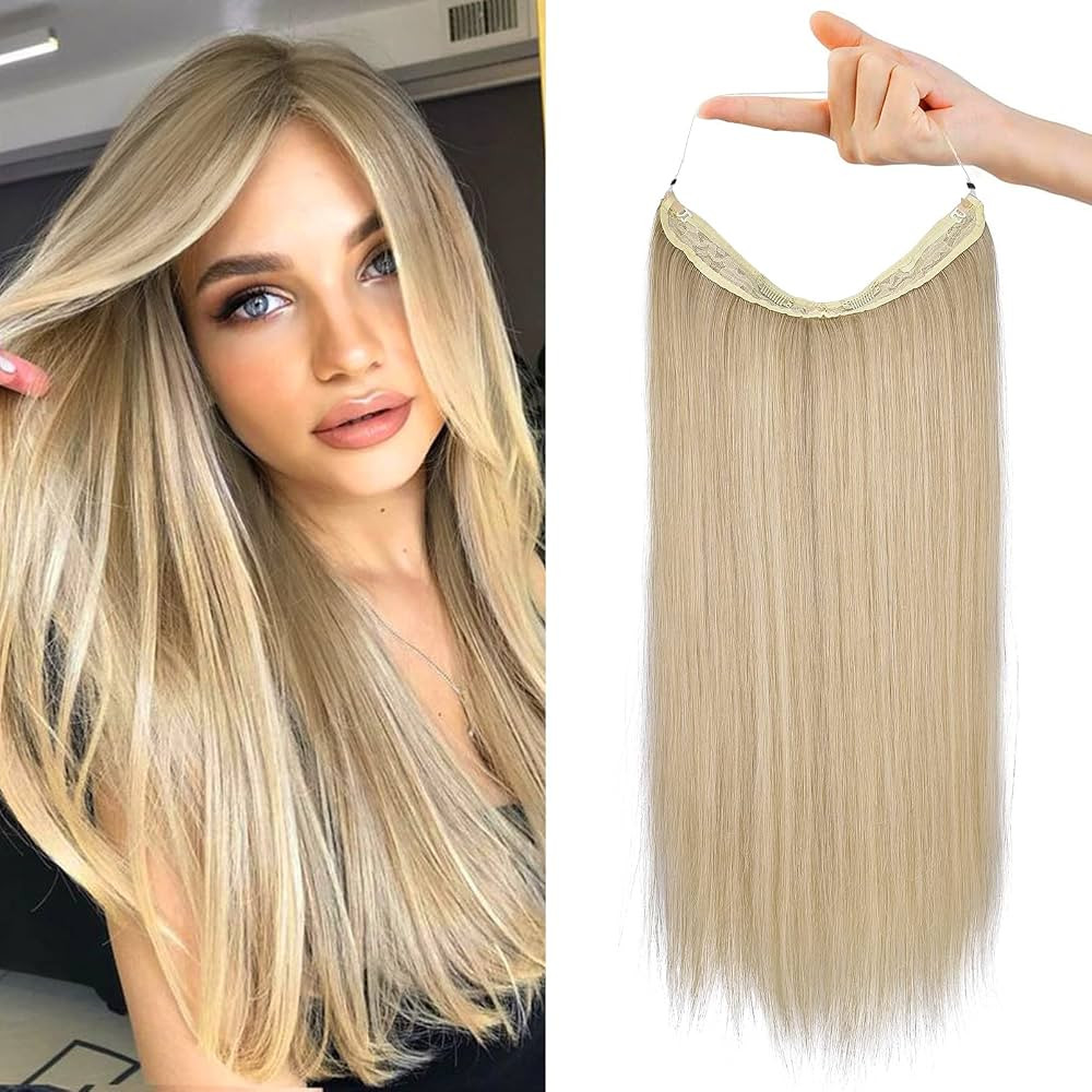 REECHO Invisible Wire Hair Extensions with Transparent Headband Adjustable Size Removable Secure ... | Amazon (US)