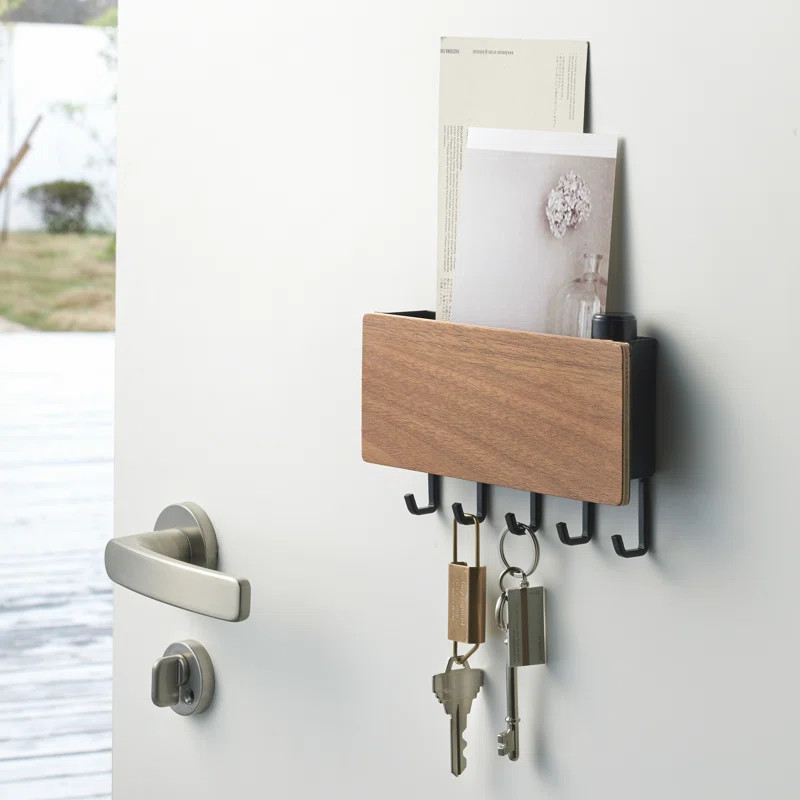 Rin Yamazaki Home Magnetic Wall Organizer, Key Hooks & Tray For Storage, Steel + Wood, Magnetic | Wayfair North America