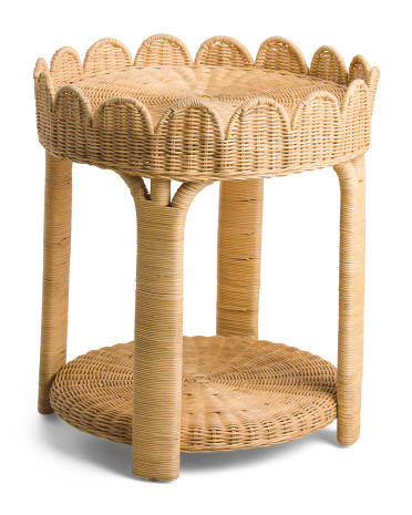 Scalloped Rattan Side Table | TJ Maxx