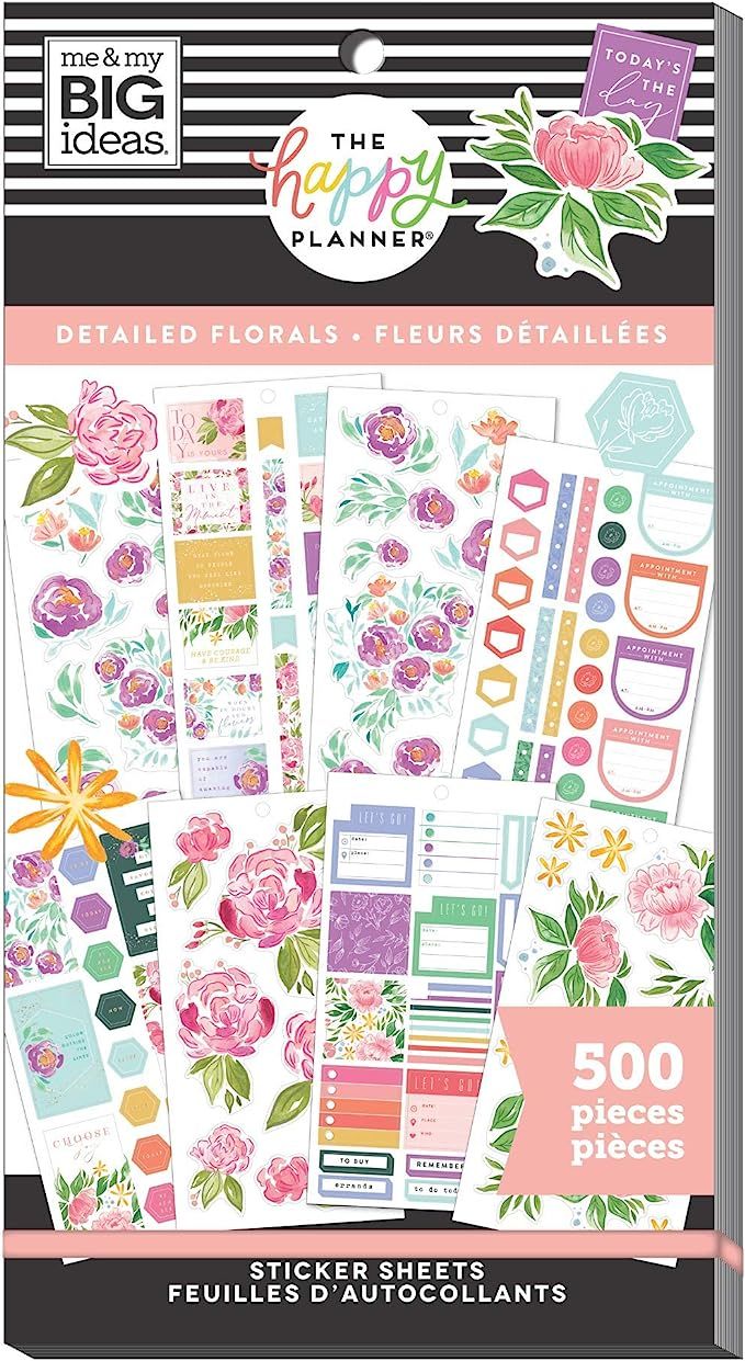 The Happy Planner Value Pack Sticker Sheets - Scrapbooking Supplies - Detailed Florals Theme - Mu... | Amazon (US)