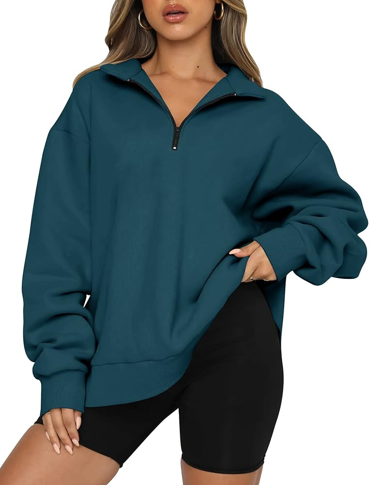 Trendy Queen Womens Oversized Sweatshirts Hoodies Half Zip Pullover Fall Fashion Outfits 2023 Y2k... | Amazon (US)