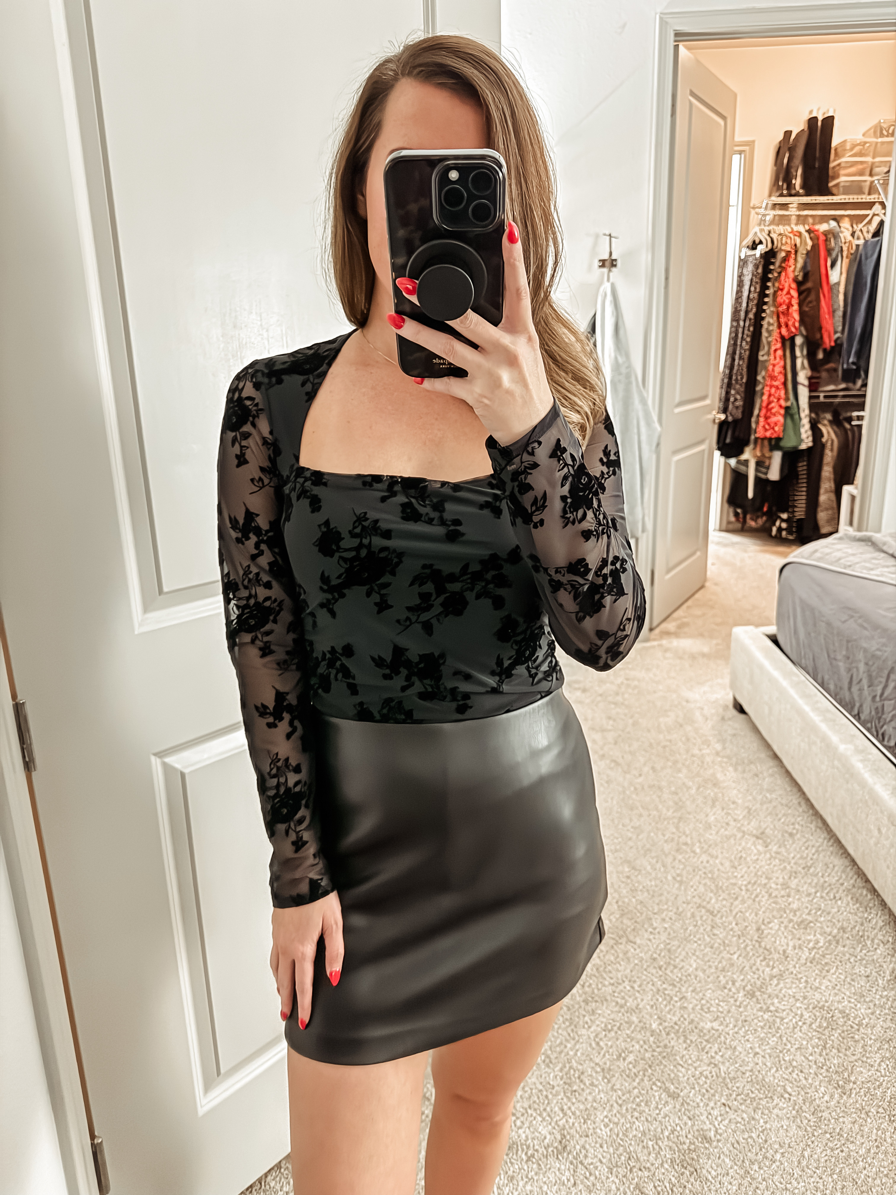 Abercrombie // cardigan // fall // ootd // leather skirt // mini skirt // fall outfit // under $100 // holiday party outfit // black top 

#LTKHoliday #LTKParties #LTKStyleTip