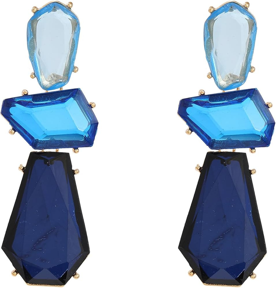 Statement Earrings for Women Vintage Brown Rhinestone Earrings Big Boho Colorful Earrings Large C... | Amazon (US)