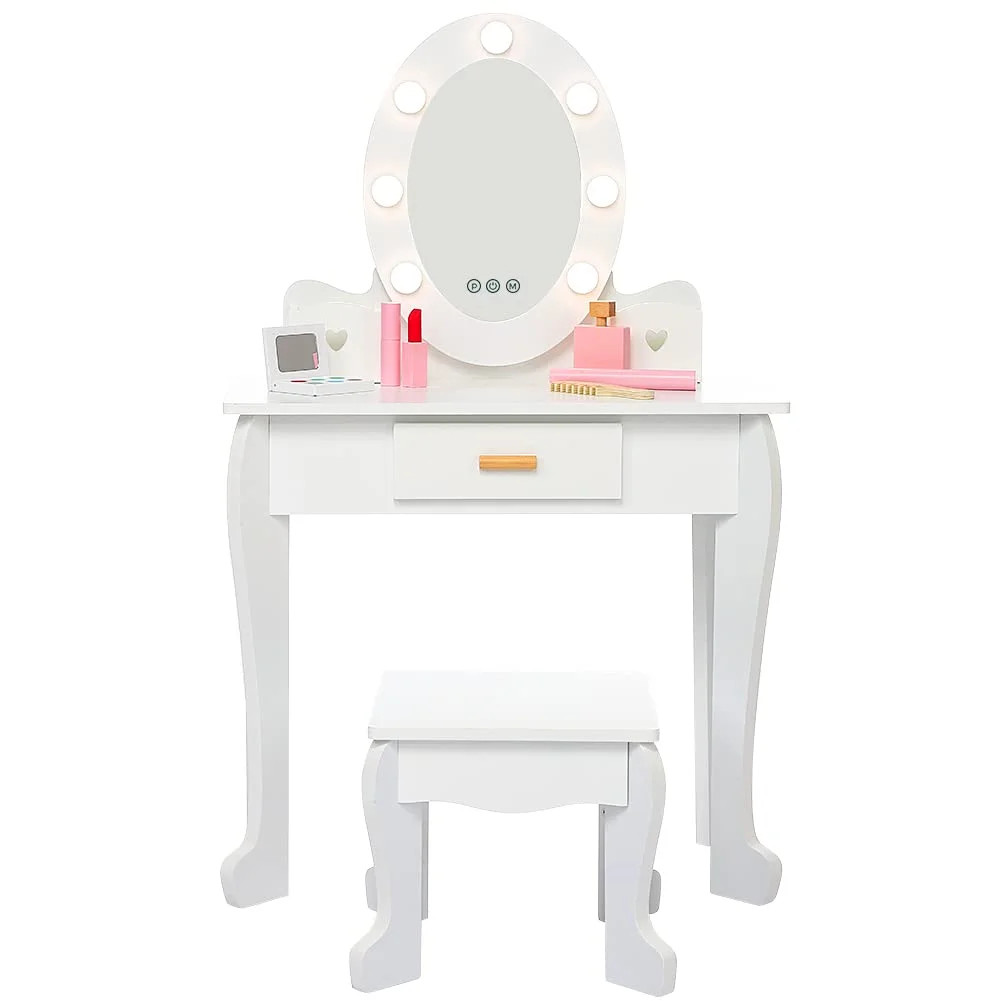 Faitaliicy Kids Princess Vanity Set With Touch Lights & Mirror Storage Drawer Matching Stool And ... | Walmart (US)