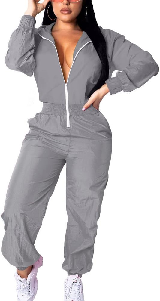 EOSIEDUR Women's Pullover Hoodies Jumpsuit Zipper Jacket Windbreaker Elastic Waistband Pants One ... | Amazon (US)