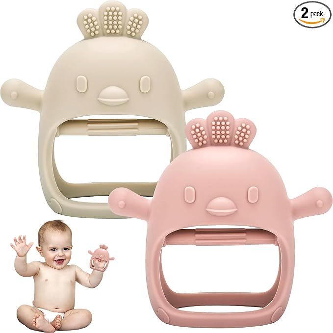2 Pack Teething Toys for Baby, Teething Mitten for Babies, Toys 0-6 Months, Silicone Teether for ... | Amazon (UK)