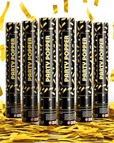 HAPYFMSHI Gold Confetti Cannon Poppers - Party Confetti Shooter Popper for Celebration, Wedding, Birthday, Graduation, New Year's Eve Party(6 Pack) | Amazon (US)