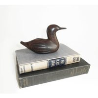 Vintage Hand Carved Heavy Solid Wood Duck Figurine - Teak Or Iron 6"" Duck - Paperweight Home Decor | Etsy (US)