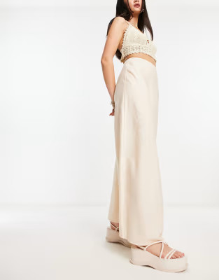 ASOS DESIGN linen bias maxi skirt in natural | ASOS (Global)