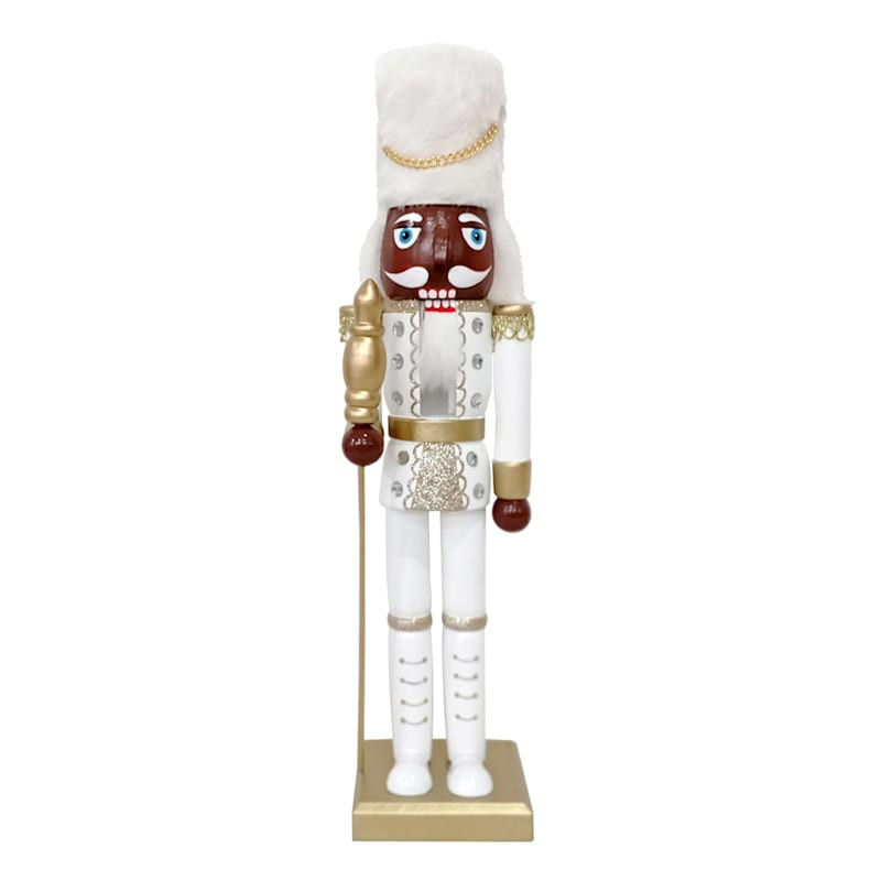 White & Gold Coat Solider Nutcracker, 15" | At Home