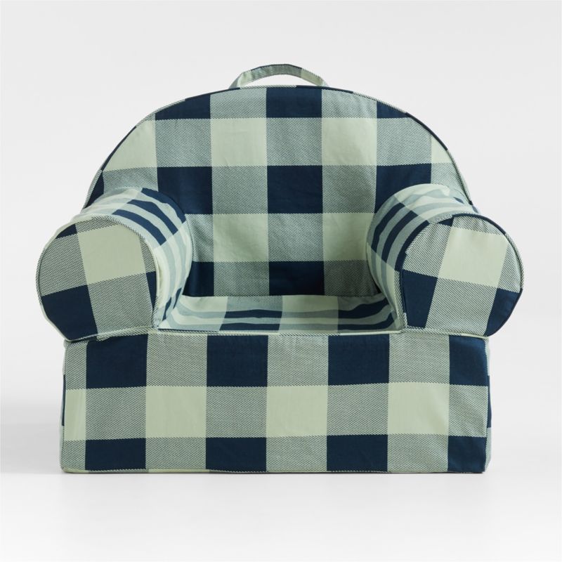 Large Blue and Green Buffalo Check Personalized Kids Lounge Nod Chair + Reviews | Crate & Kids | Crate & Barrel