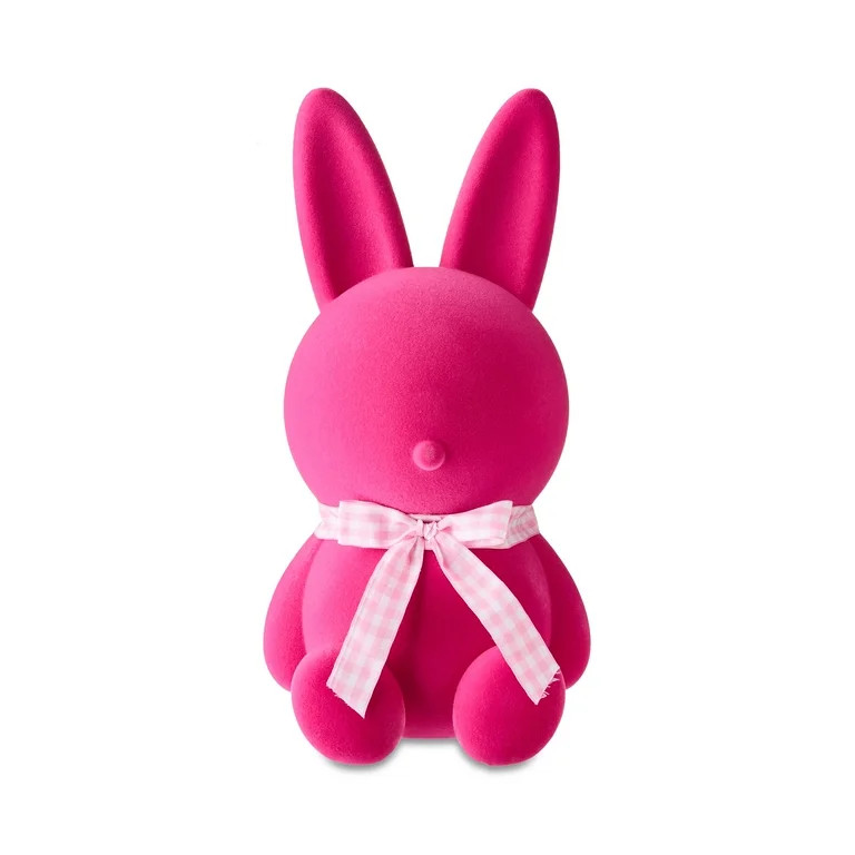 Easter Hot Pink Flocked Bunny Decor, 16 in, by Way To Celebrate | Walmart (US)