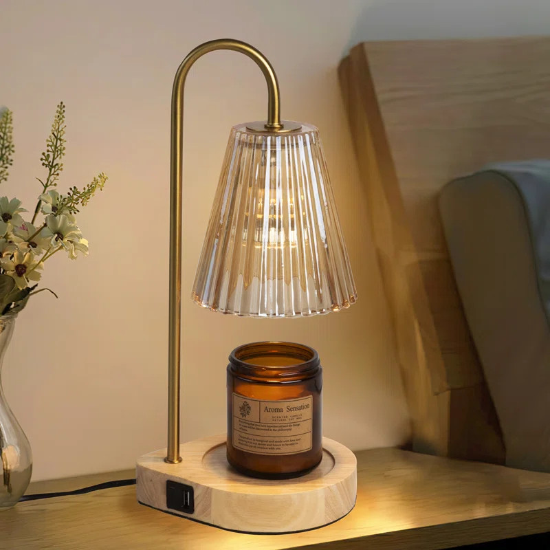 Glass Tabletop Candle Holder, Candle Melting Table Lamp with Bulb, Without Candle | Wayfair North America