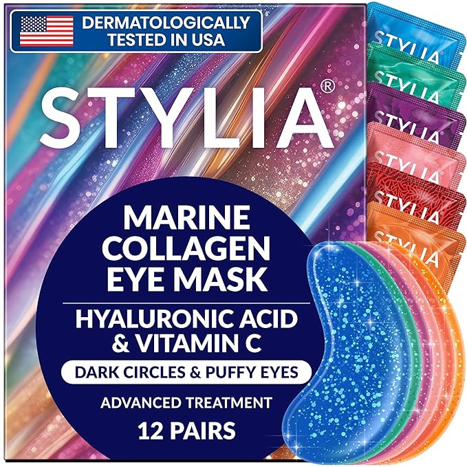 Stylia Under Eye Patches for Puffy Eyes and Dark Circles (12 Pairs) - Marine Collagen Under Eye M... | Amazon (US)