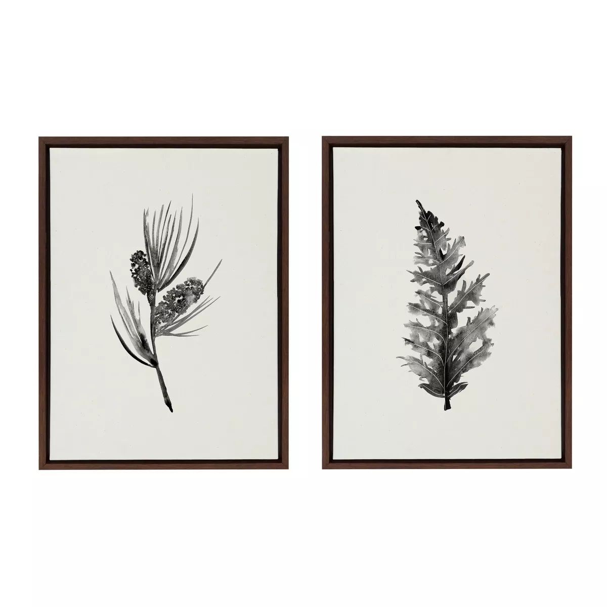 (Set of 2) 18" x 24" Sylvie Vintage Botanical 3 and 4 Framed Canvas Set Brown - Kate & Laurel All... | Target