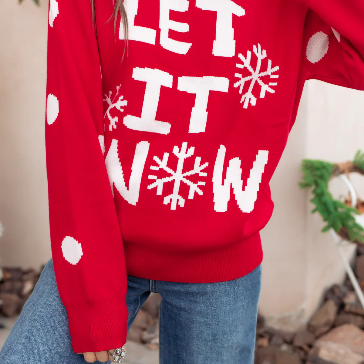 Red “Let It Snow” Christmas Sweater – Festive Holiday Knit Pullover | Krush Kandy