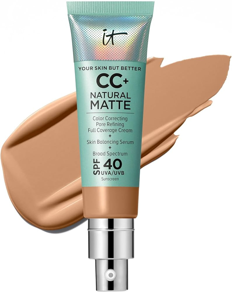 IT Cosmetics CC+ Cream Natural Matte Foundation with SPF 40 - Shine-Reducing & Long-Wear Full Cov... | Amazon (US)