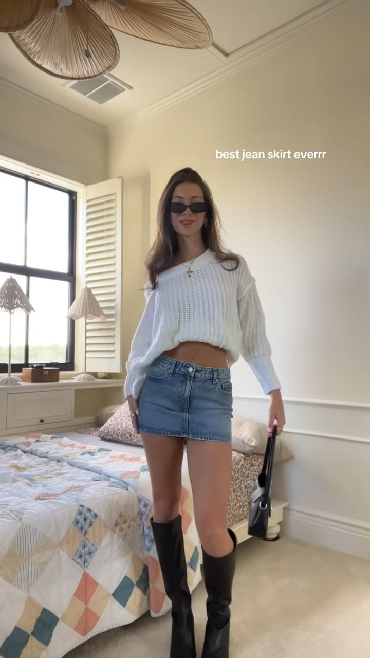 denim skirt outfit :) #ootd #denimskirt