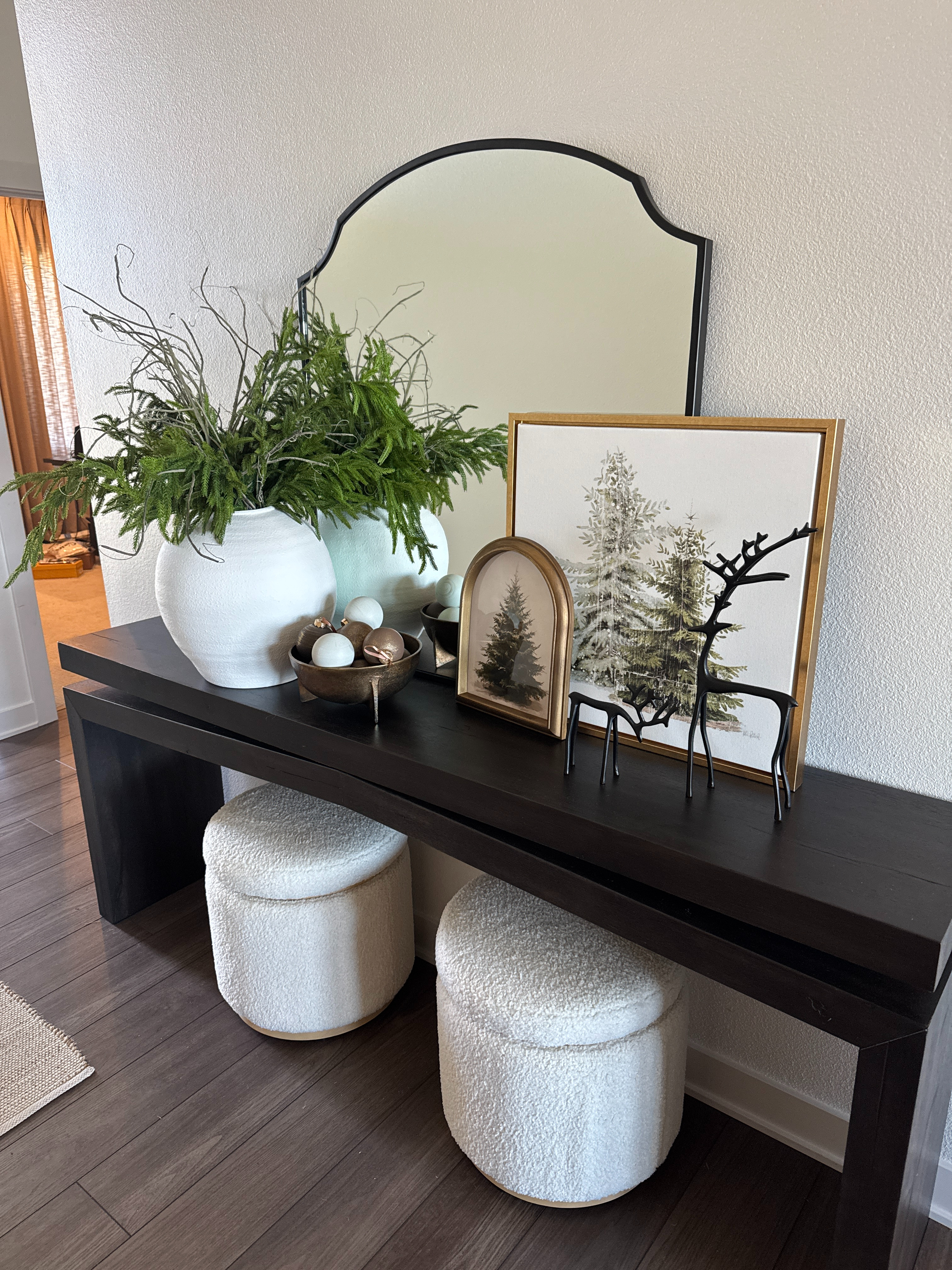 My console table Christmas styling—cozy greenery, warm lights, and simple festive touches 🎄✨  

 

#LTKHoliday #LTKHome