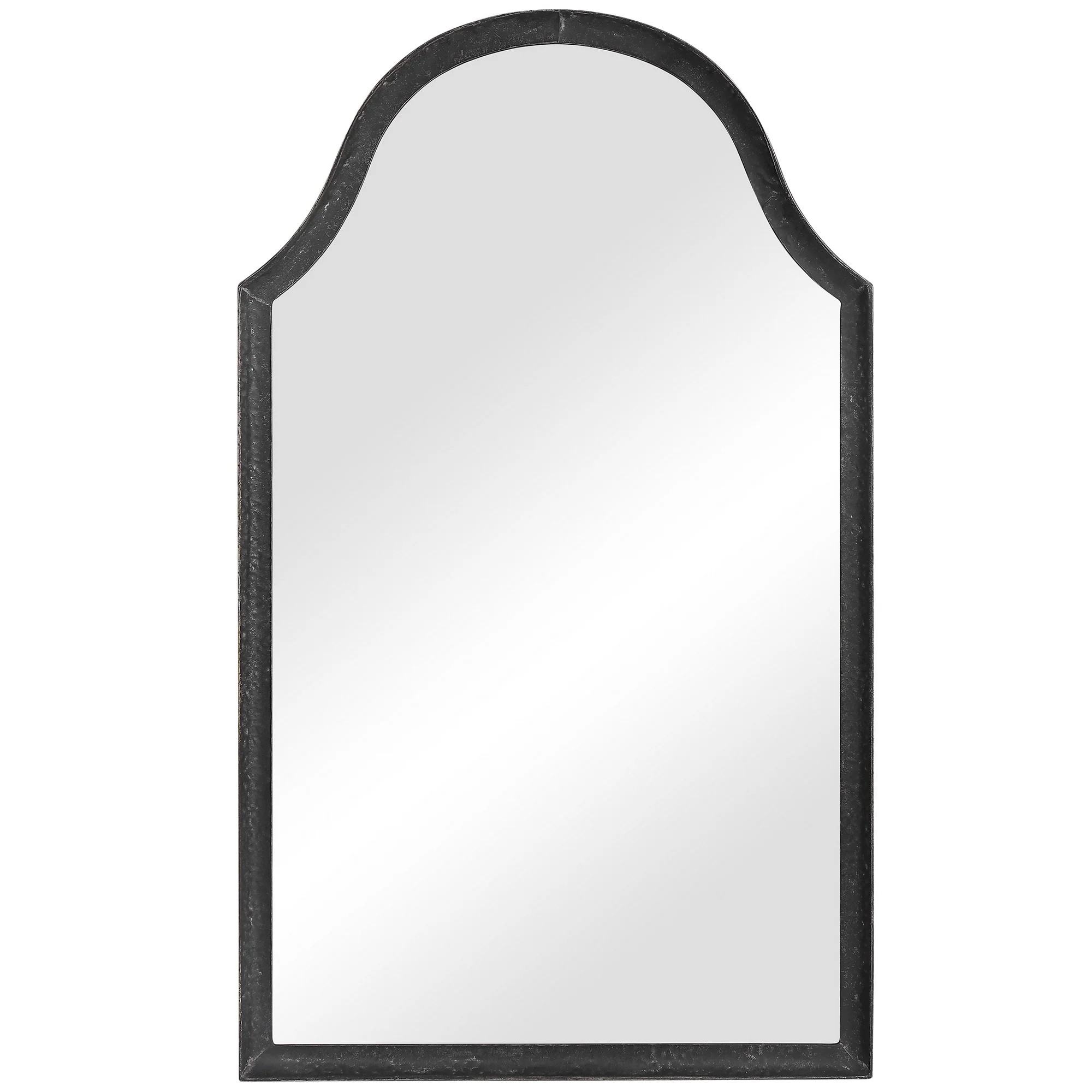 Saltoro Sherpi 40 Inches Hammered Metal Frame Wall Mirror with Arched Top, Black | Walmart (US)