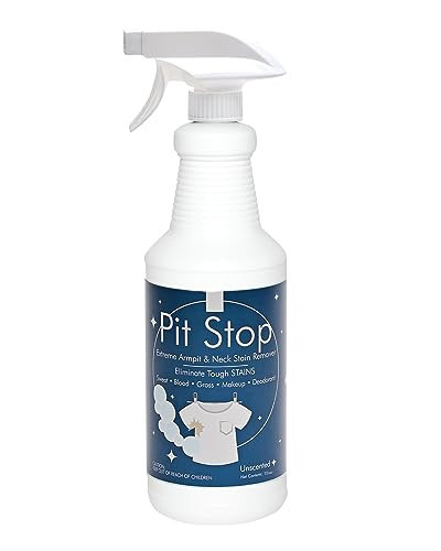 Pit Stop - Sweat Stain & Deodorant Stain Remover, Multi-Stain & Multi-Purpose Formulated Spray, Safe for All Fabrics - 32 Ounces (Quart) | Amazon (US)