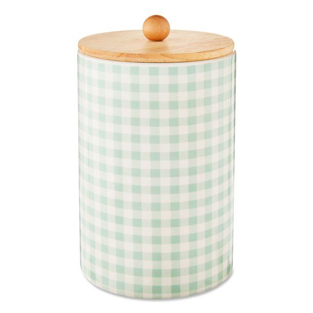 Way To Celebrate Green Grid Ceramic Jar, 7.5" | Walmart (US)