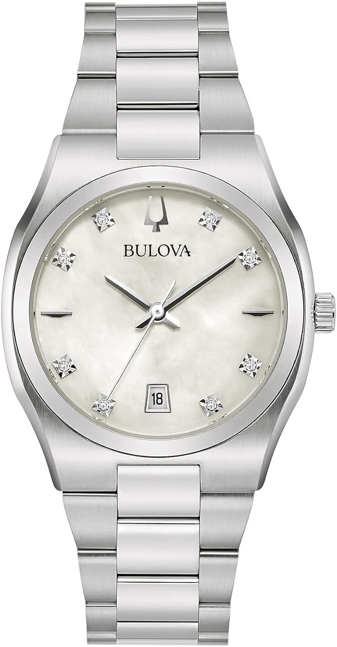 Bulova Ladies Quartz Surveyor Silver-Tone Stainless Steel Bracelet | Amazon (US)