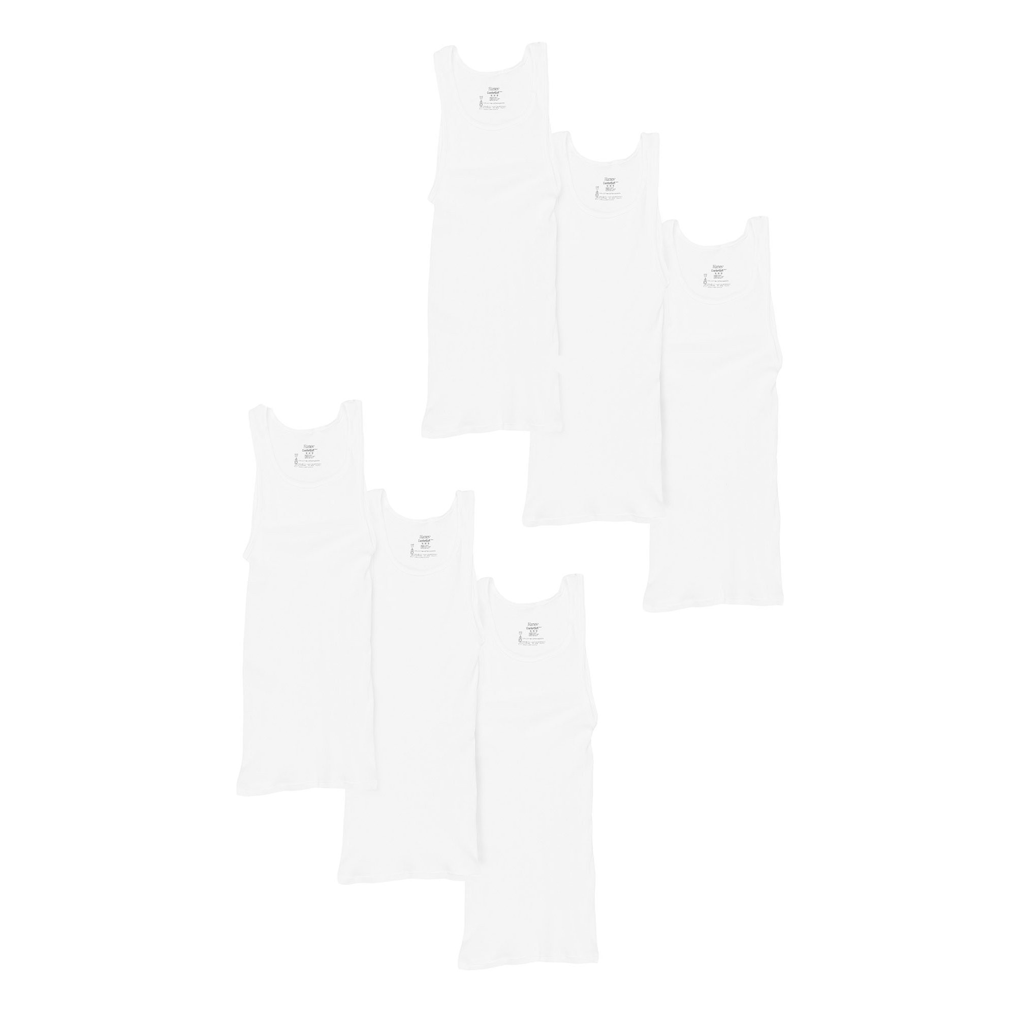 Hanes Men's Value Pack White Tank Undershirts, 6 Pack | Walmart (US)