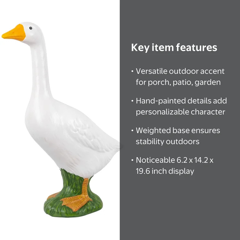 Mainstays Weather-Resistant Resin Porch Goose Garden Statue, 19.6 in | Walmart (US)