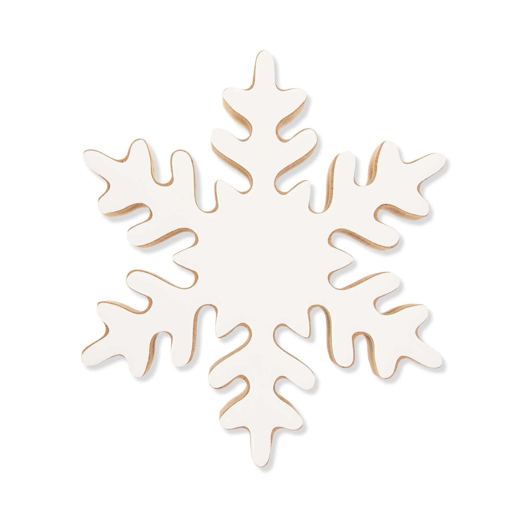 Small Wood Snowflake Christmas Decoration, White, 6 in x 5 in, by Holiday Time | Walmart (US)