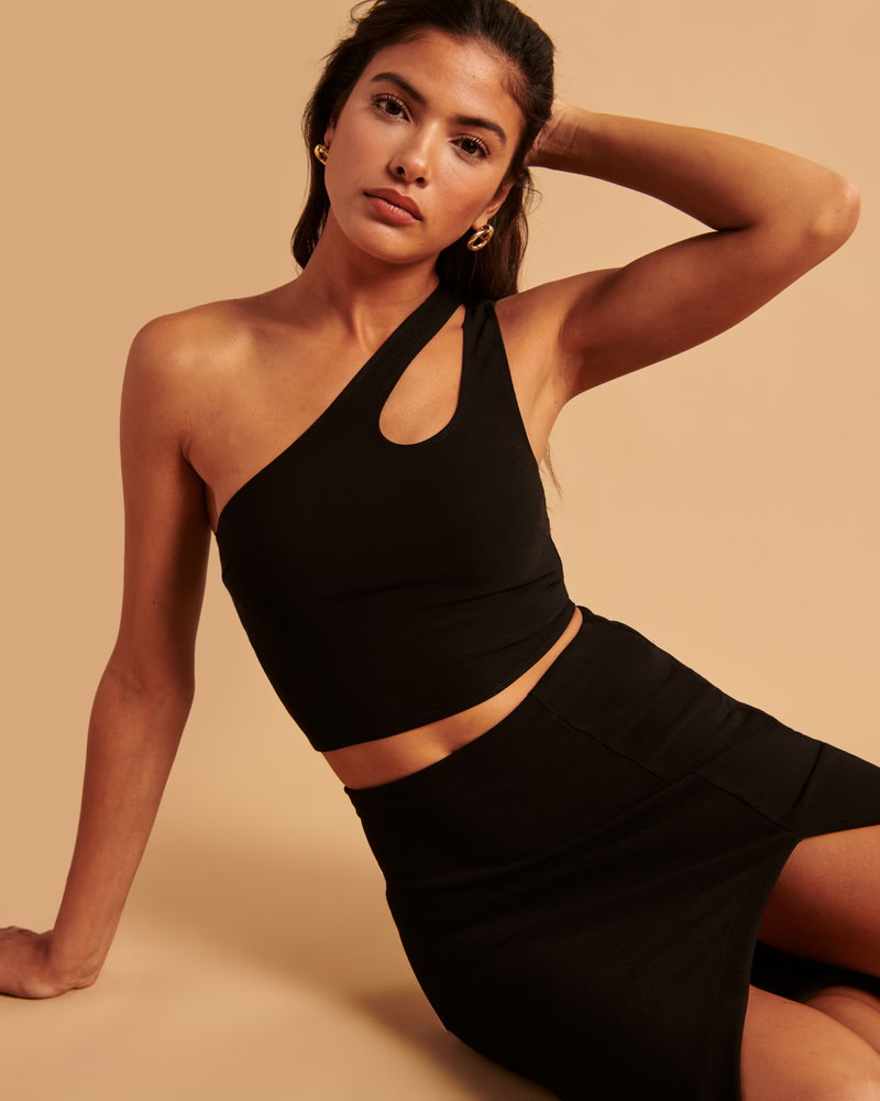 Women's Asymmetrical One-Shoulder Cutout Top | Women's Clearance | Abercrombie.com | Abercrombie & Fitch (US)