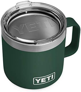 YETI Rambler 14 oz Mug, Stainless Steel, Vacuum Insulated with Standard Lid, Northwoods Green | Amazon (US)