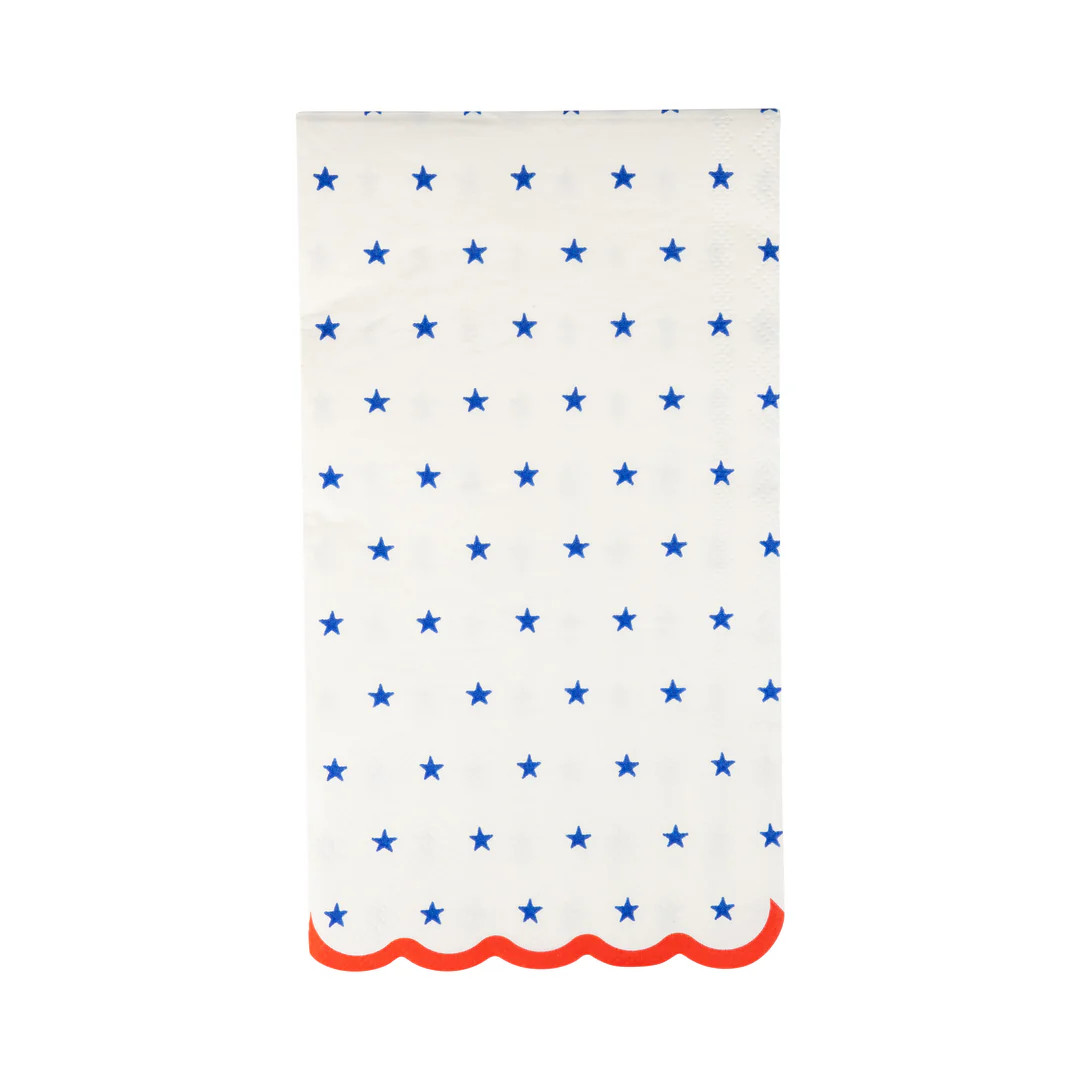 Blue Stars Scallop Guest Napkin (24ct) | My Mind's Eye