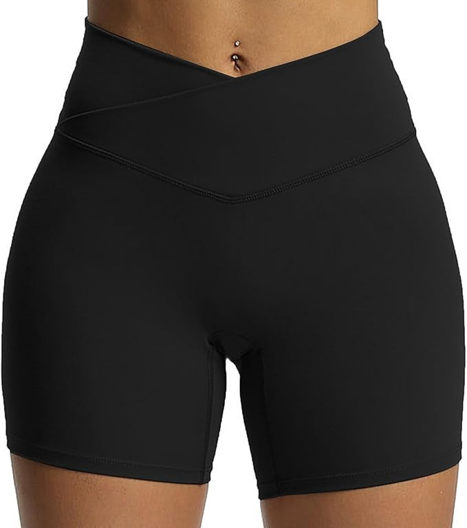 Aoxjox Trinity Workout Biker Shorts for Women Cross-Waist Crossover High Waisted Tummy Control At... | Amazon (US)