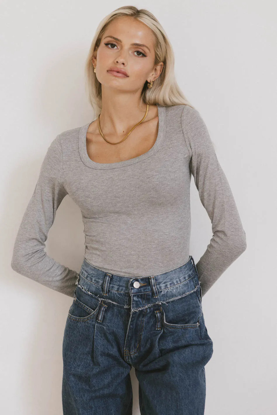 Audrey Ribbed Top in Grey | Böhme US