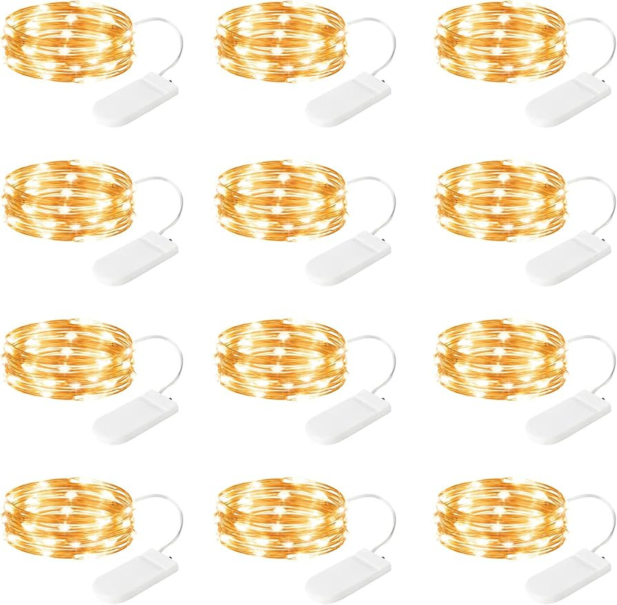 12 Pack Fairy Lights Battery Operated String Lights, 7ft 20 Led Waterproof Copper Wire Firefly St... | Amazon (US)