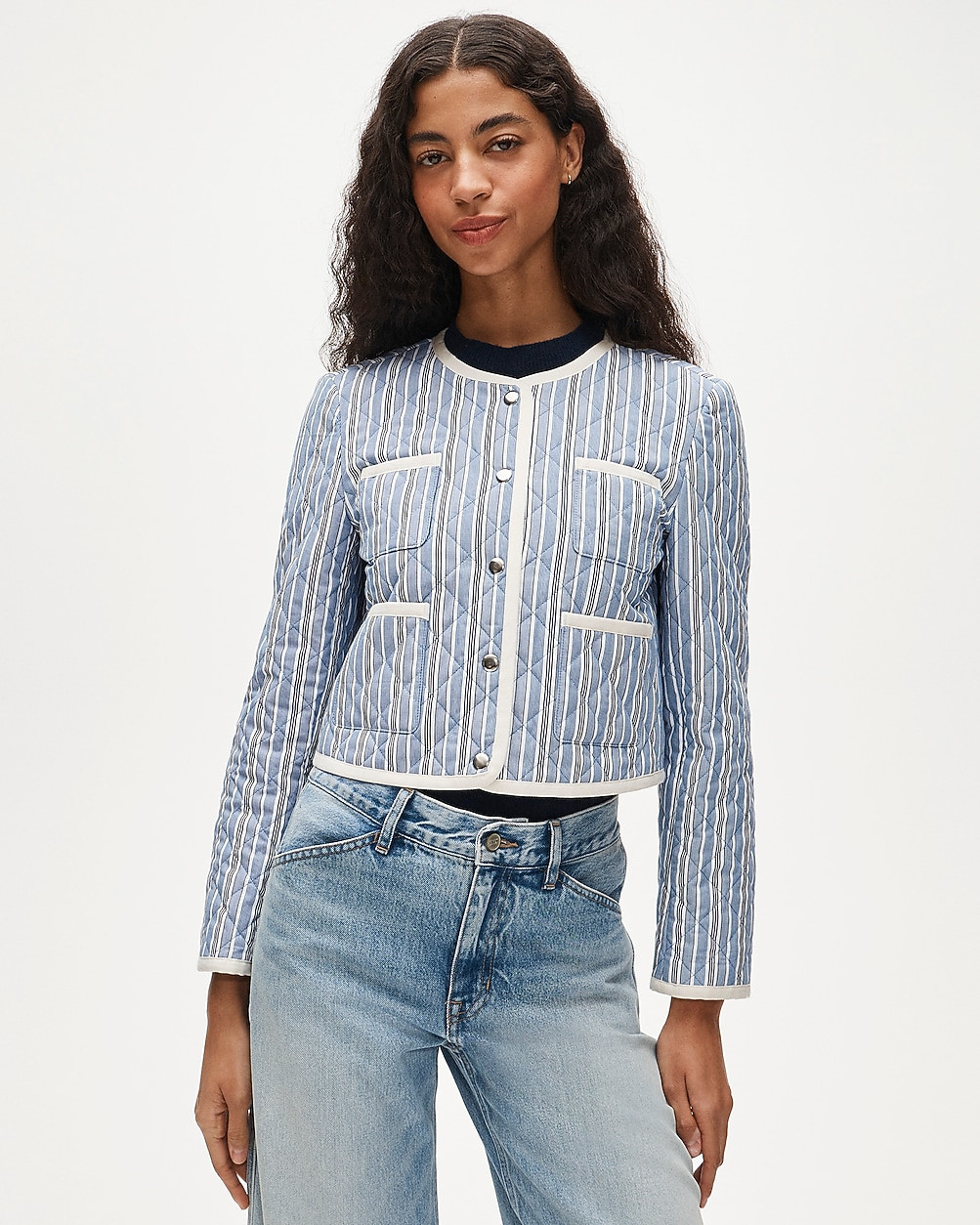 Quilted lady jacket in striped cotton | J. Crew US