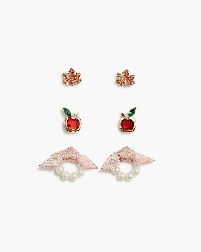 Girls' apple gem earrings pack | J.Crew Factory