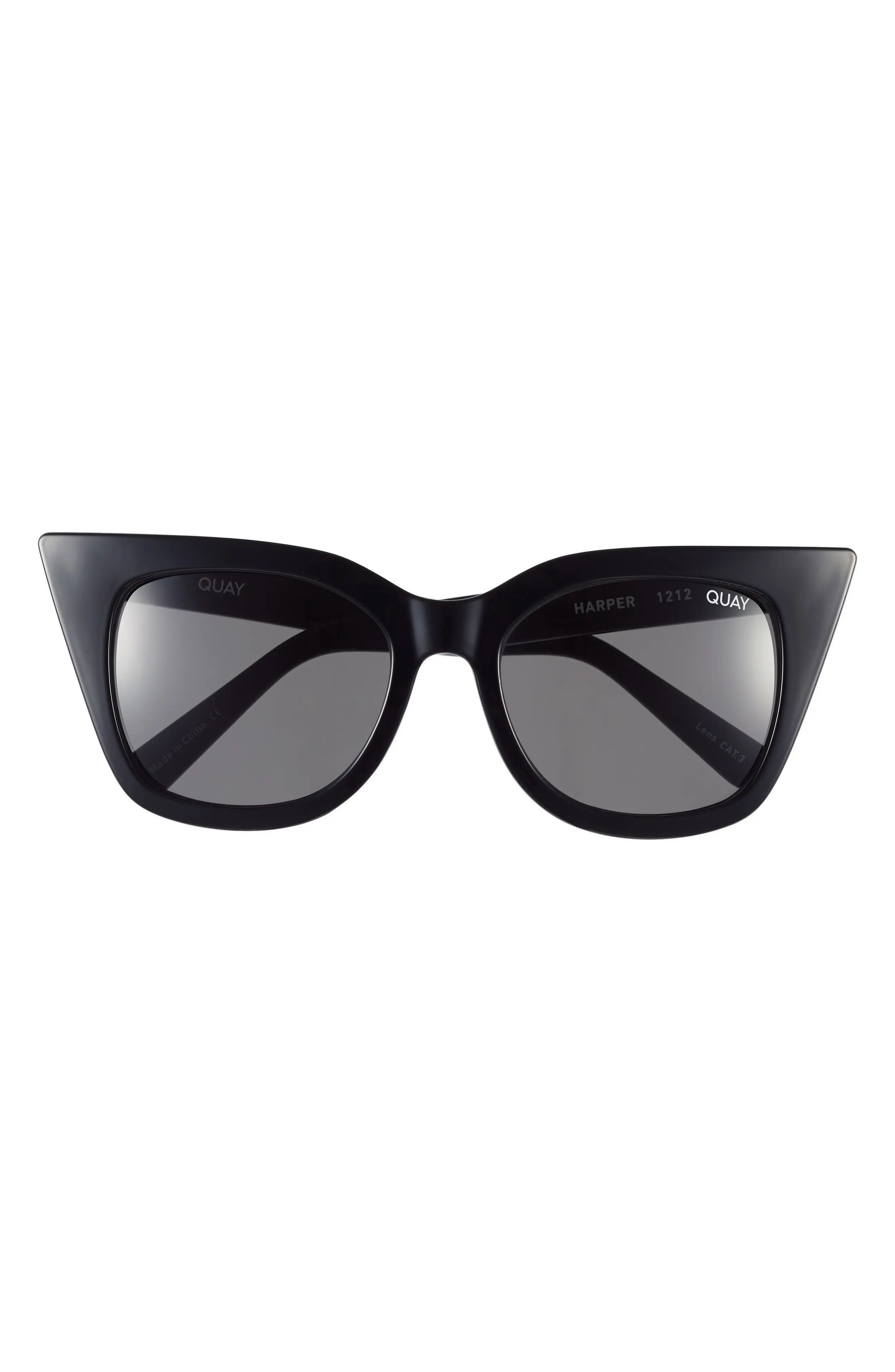 Women's Quay Australia Harper 53mm Cat Eye Sunglasses - Black/ Smoke | Nordstrom