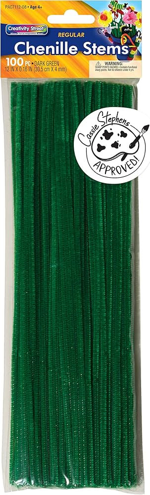 Creativity Street Chenille Stems/Pipe Cleaners, Dark Green, 12 Inch x 4mm, 100 Count | Amazon (US)