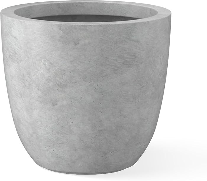 Kante 18 Inch Dia Round Concrete Planter, Indoor Outdoor Large Plant Pot with Drainage Hole and R... | Amazon (US)