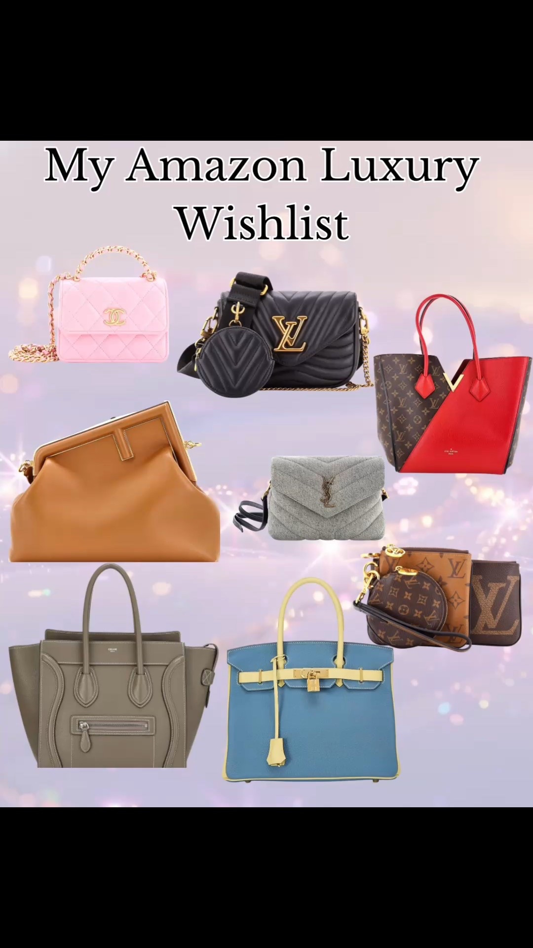 These Amazon Luxury finds are at the top of my list. Hopefully Santa will be good to me this year🥰. 

Luxury
Amazon Luxury
Designer handbags
Fendi ysl hermes LV Chanel Celine
