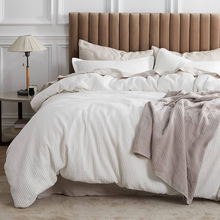 Bedsure Cotton Duvet Cover Full - 100% Cotton Waffle Weave Coconut White Duvet Cover Full Size, S... | Amazon (US)