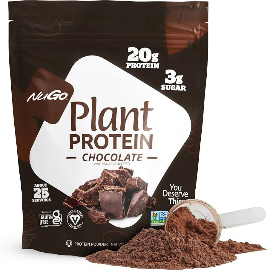 NuGo Plant Protein Powder, Chocolate, 20g Vegan Pea Protein, Low Sugar, Gluten Free, Dairy Free I... | Amazon (US)