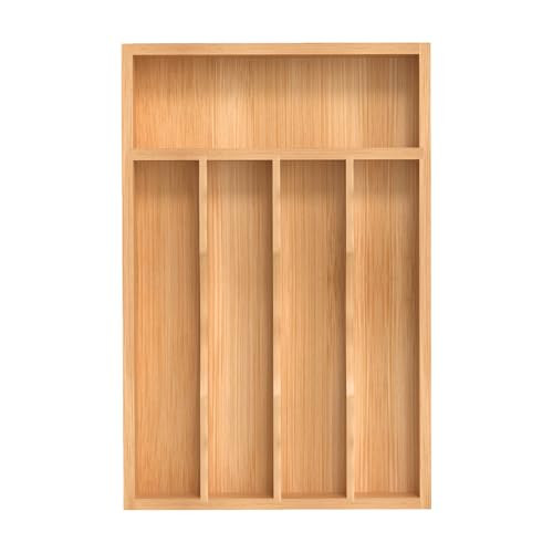 BEKVEM Silverware Organizer, Bamboo Kitchen Drawer Organizer, Utensil Holder, Cutlery Tray & Spoon Flatware Storage with Grooved Drawer Dividers (8.5''W x 13''D) | Amazon (US)