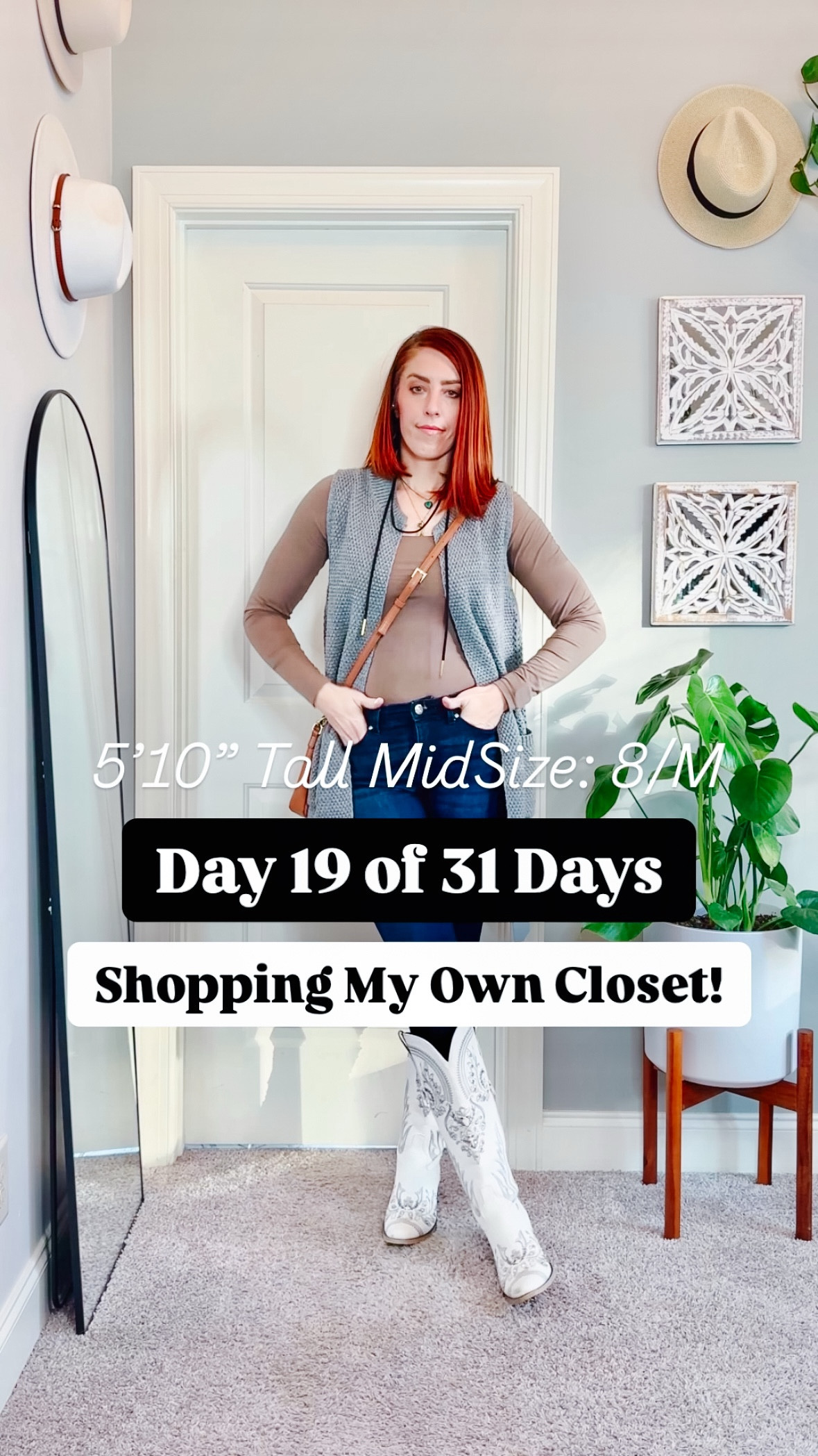 Boho meets Western classics—and I’m here for it! 🤠✨

Day 19 of my 31 Days of Closet Magic Challenge is channeling those timeless Classic Boho Western vibes. 

I’m wearing a brown square-neck bodysuit with dark wash skinny jeans, tall white cowboy boots (always a fave), and a cozy grey knitted sweater vest for layering. 

The jewelry adds a personal touch—my turquoise heart necklace, my sister’s memorial piece, and a cowboy tie necklace—and a brown crossbody bag finishes off the look. Effortless and full of heart!

Which piece do you love most from this outfit?
🤎 The boots!
💙 The meaningful necklaces!

#ClosetMagicChallenge #BohoWesternStyle #TallGirlFashion #TallSizes #CowboyBootStyle #LayeredLooks #EffortlessBoho

#LTKShoeCrush #LTKStyleTip #LTKMidsize