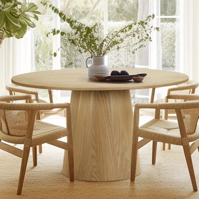 Dysis 52" Solid Oak Round Pedestal Dining Table | Wayfair North America