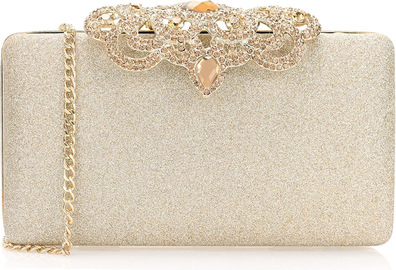 Dexmay Rhinestone Clutch Bag with Crystal Crown Clasp Women Evening Handbag Formal Party Purse | Amazon (US)